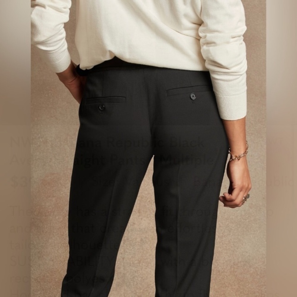 NWT! Banana Republic Black Avery Straight Pants 794221 🖥️8️⃣ - Picture 4 of 5